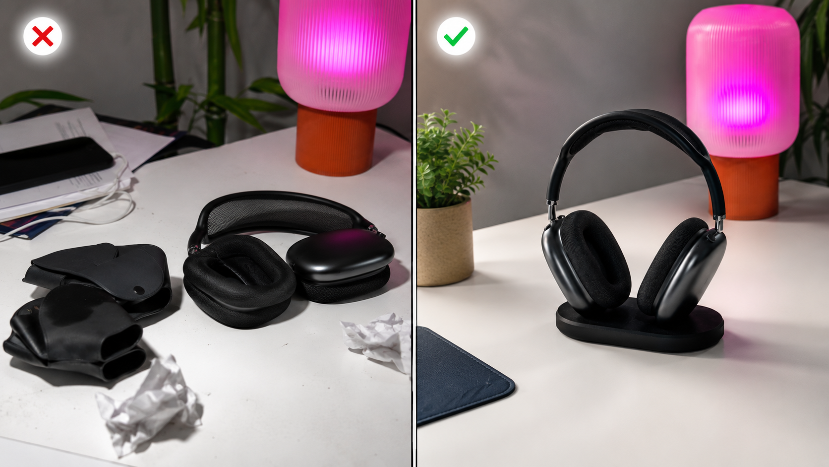 AirPods Max Stand with Auto Sleep Magnets | 3D Printed Desk Holder | Magnetic Headphone Dock