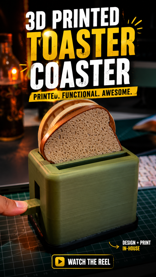 3D Printed Toaster Coaster Holder – Pop-Up Toast Coaster Set