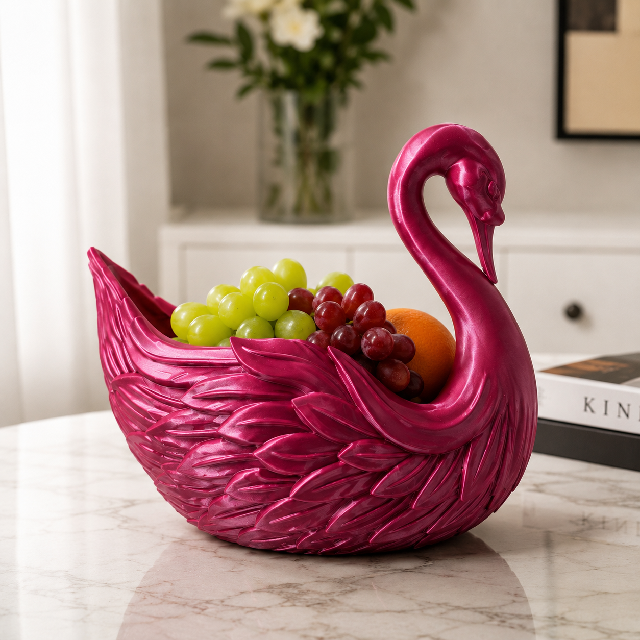 Elegant 3D Printed Swan Bowl – Premium Decorative Fruit & Organizer Bowl